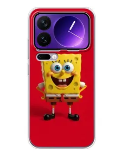Чехол для Xiaomi 17 Pro Max с картинкой «Спанч Боб на красном»