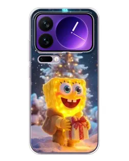 Чехол для Xiaomi 17 Pro Max с картинкой «Рождественский Спанч Боб»