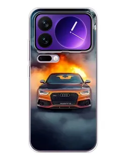 Чехол для Xiaomi 17 Pro Max с картинкой «Audi в огненном дыму»