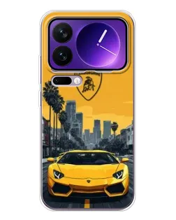 Чехол для Xiaomi 17 Pro Max с картинкой «Желтый Lamborghini город»