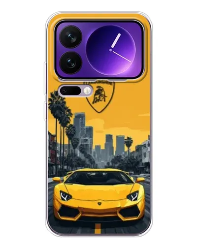 Чехол для Xiaomi 17 Pro Max с картинкой «Желтый Lamborghini город»