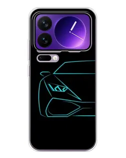 Чехол для Xiaomi 17 Pro Max с картинкой «Голубой силуэт Lamborghini»