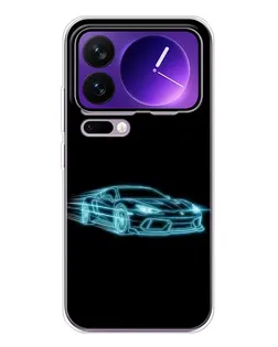 Чехол для Xiaomi 17 Pro Max с картинкой «Неоновый контур Lamborghini»