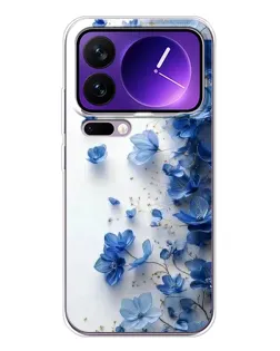 Чехол для Xiaomi 17 Pro Max с картинкой «Голубой цветочный каскад»