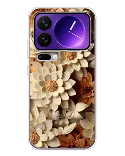 Чехол для Xiaomi 17 Pro Max с картинкой «Бежевый флористический декор»