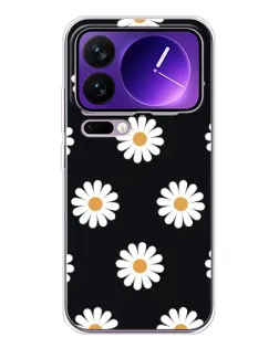Чехол для Xiaomi 17 Pro Max с картинкой «Ромашки на черном»