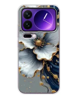 Чехол для Xiaomi 17 Pro Max с картинкой «Белый цветок и золотой флюид»