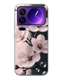 Чехол для Xiaomi 17 Pro Max с картинкой «Нежная сакура и капли»
