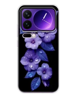 Чехол для Xiaomi 17 Pro Max с картинкой «Фиолетовые цветы с росою»