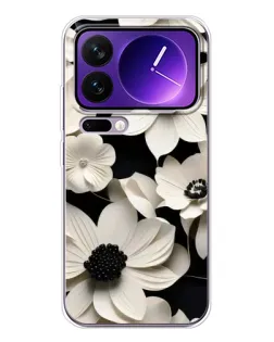 Чехол для Xiaomi 17 Pro Max с картинкой «Объемные белые цветы»