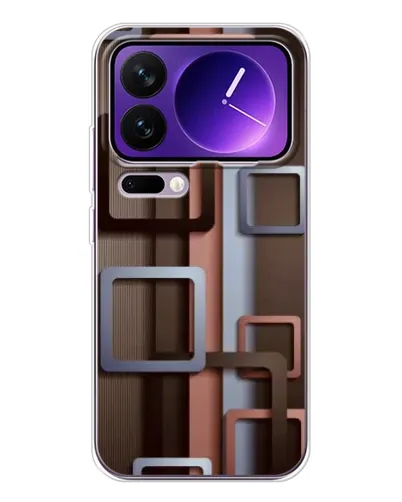 Чехол для Xiaomi 17 Pro Max с картинкой «Коричневые объемные квадраты»