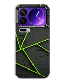 Чехол для Xiaomi 17 Pro Max с картинкой «Зеленые геометрические линии»