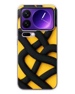 Чехол для Xiaomi 17 Pro Max с картинкой «Черное желтое переплетение»