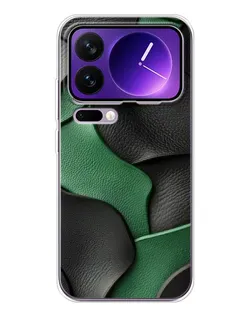 Чехол для Xiaomi 17 Pro Max с картинкой «Зеленые кожаные волны»