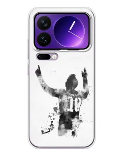 Чохол для Xiaomi 17 Pro Max з картинкою «Чорно-білий силует Мессі»