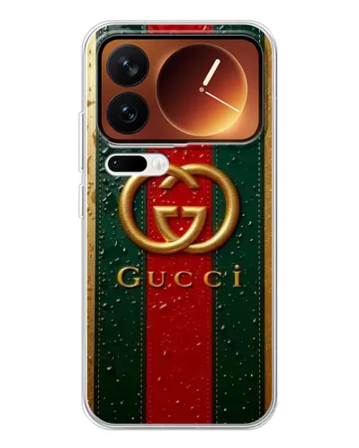 Чехол для Xiaomi 17 Pro с картинкой «Gucci — фирменная полоса и золото» Чехол для Xiaomi 17 Pro с картинкой «Gucci — фирменная полоса и золото»