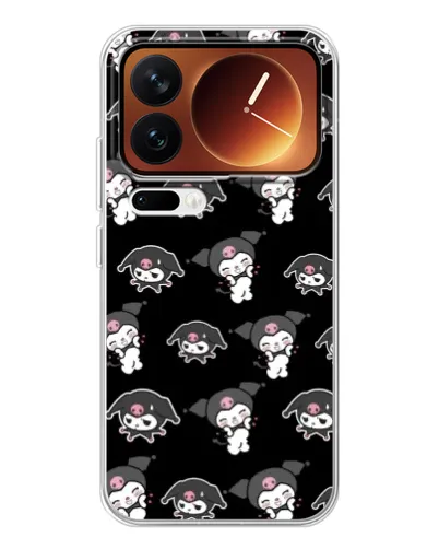 Чехол для Xiaomi 17 Pro с картинкой «Черный паттерн Kuromi»