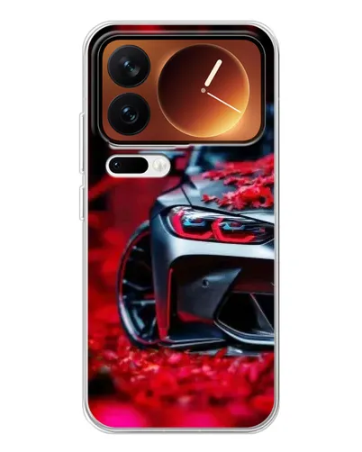 Чехол для Xiaomi 17 Pro с картинкой «Спортивная BMW и цветы» Чехол для Xiaomi 17 Pro с картинкой «Спортивная BMW и цветы»