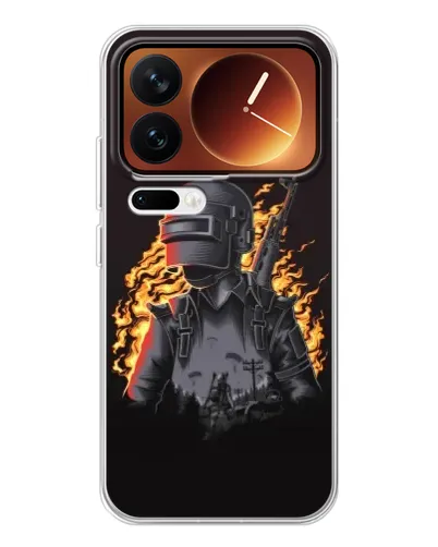 Чохол для Xiaomi 17 Pro з картинкою «PUBG — вогняний силует»
