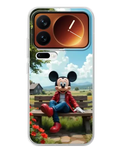 Чехол для Xiaomi 17 Pro с картинкой «Микки на скамейке»