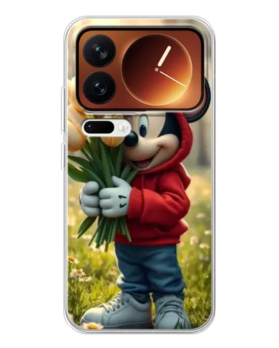Чехол для Xiaomi 17 Pro с картинкой «Микки с тюльпанами»