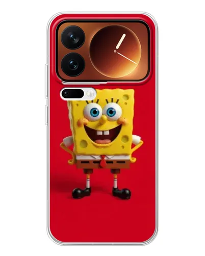 Чехол для Xiaomi 17 Pro с картинкой «Спанч Боб на красном»