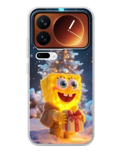 Чехол для Xiaomi 17 Pro с картинкой «Рождественский Спанч Боб»