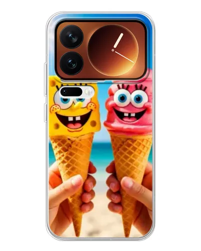 Чехол для Xiaomi 17 Pro с картинкой «Спанч Боб мороженое»