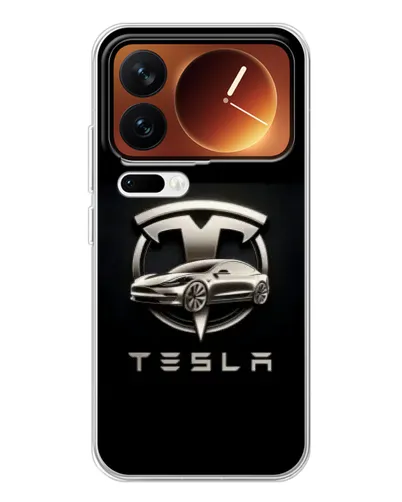 Чохол для Xiaomi 17 Pro з картинкою «Tesla — срібне авто»