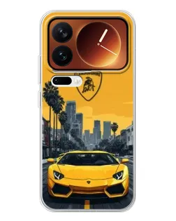 Чехол для Xiaomi 17 Pro с картинкой «Желтый Lamborghini город»