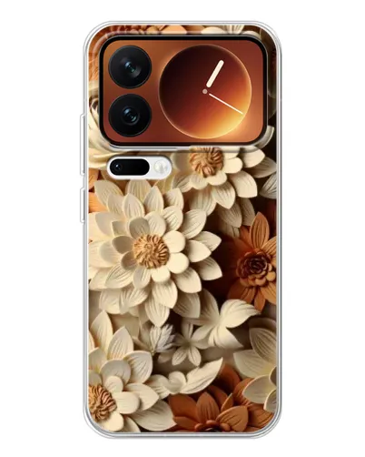 Чохол для Xiaomi 17 Pro з картинкою «Бежевий флористичний декор» Чохол для Xiaomi 17 Pro з картинкою «Бежевий флористичний декор»