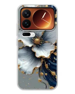 Чохол для Xiaomi 17 Pro з картинкою «Біла квітка та золотий флюїд»