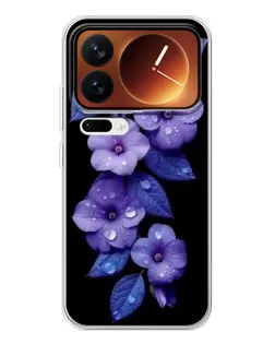Чохол для Xiaomi 17 Pro з картинкою «Фіолетові квіти з росою»