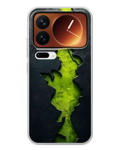 Чехол для Xiaomi 17 Pro с картинкой «Салатовый разлом скалы»