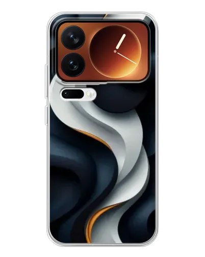 Чехол для Xiaomi 17 Pro с картинкой «Объемные черно-белые ленты»