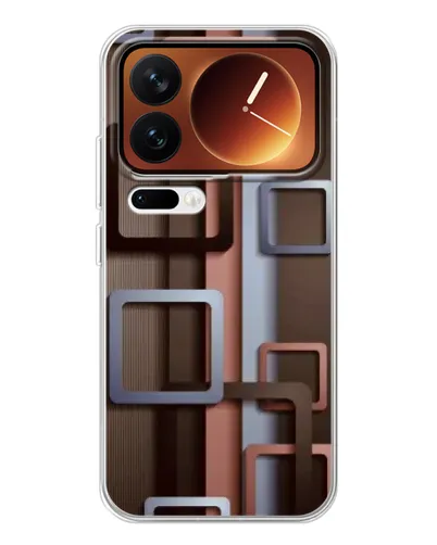 Чехол для Xiaomi 17 Pro с картинкой «Коричневые объемные квадраты»