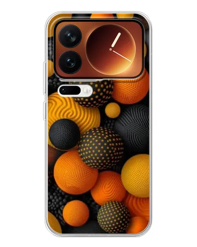 Чехол для Xiaomi 17 Pro с картинкой «Объемные оранжевые сферы»