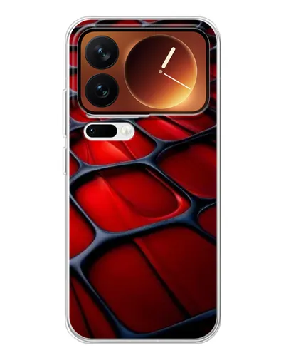 Чехол для Xiaomi 17 Pro с картинкой «Красная глянцевая сетка»