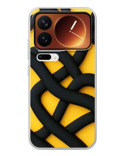 Чехол для Xiaomi 17 Pro с картинкой «Черное желтое переплетение»