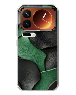 Чехол для Xiaomi 17 Pro с картинкой «Зеленые кожаные волны» Чехол для Xiaomi 17 Pro с картинкой «Зеленые кожаные волны»