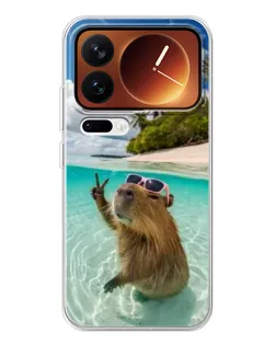 Чехол для Xiaomi 17 Pro с картинкой «Капибара на море» Чехол для Xiaomi 17 Pro с картинкой «Капибара на море»