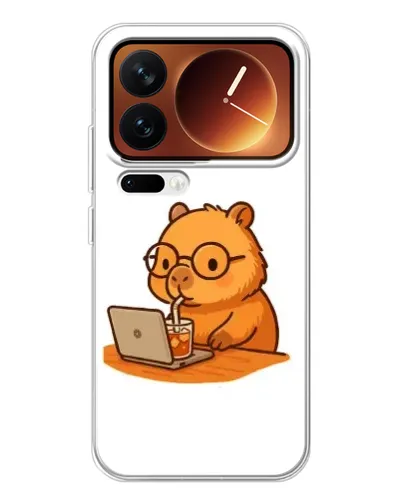 Чехол для Xiaomi 17 Pro с картинкой «Капибара с ноутбуком»