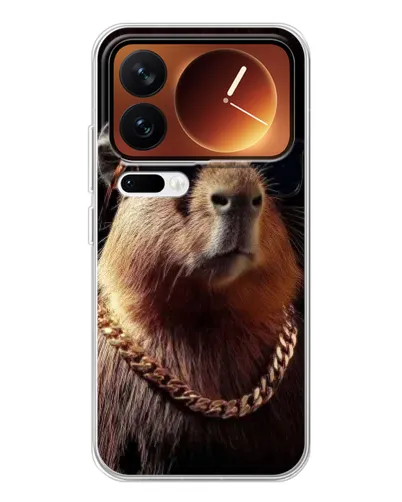 Чехол для Xiaomi 17 Pro с картинкой «Капибара золотая цепь»