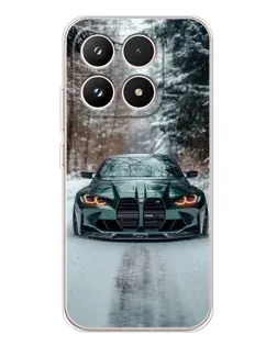 Чехол для Xiaomi 17 с картинкой «BMW в зимнем лесу»