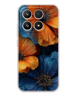 Чехол для Xiaomi 17 с картинкой «Яркая сине-оранжевая флора»