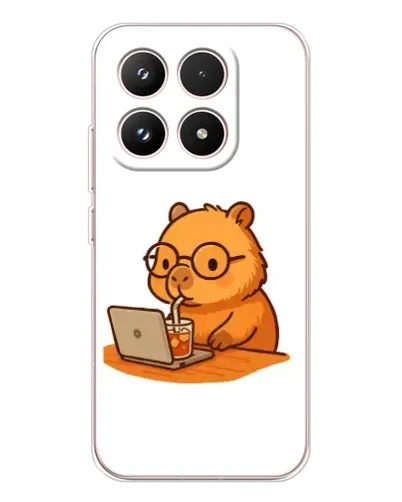 Чехол для Xiaomi 17 с картинкой «Капибара с ноутбуком»