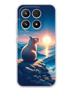 Чехол для Xiaomi 17 с картинкой «Закат солнца с капибарой»