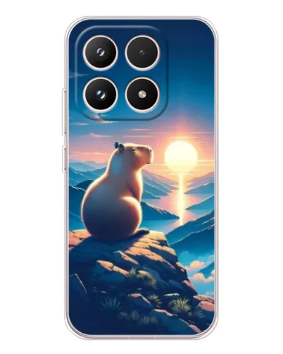 Чехол для Xiaomi 17 с картинкой «Закат солнца с капибарой»