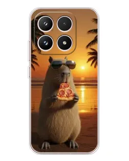 Чехол для Xiaomi 17 с картинкой «Капибара с пиццей»