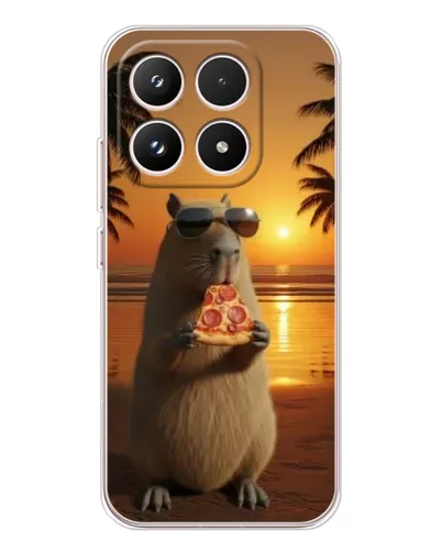 Чехол для Xiaomi 17 с картинкой «Капибара с пиццей»